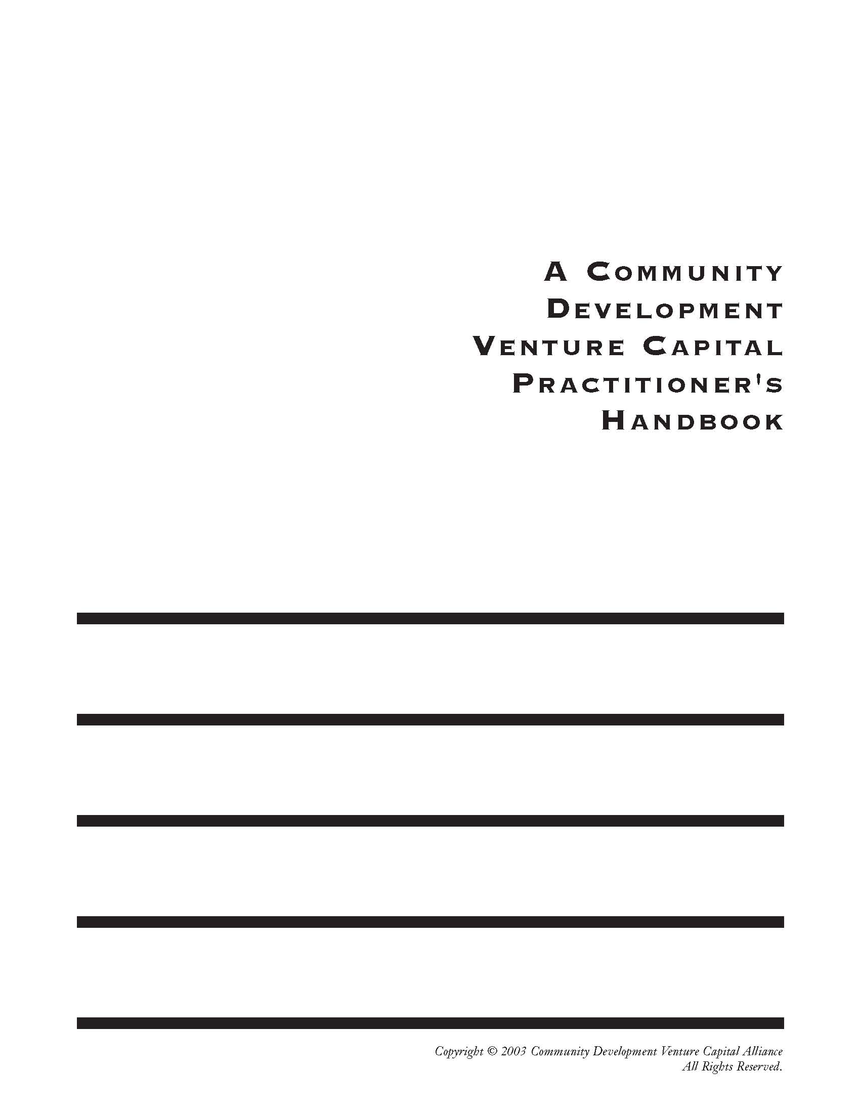 ... Community Development Venture Capital Practitionerâ€™s Handbook